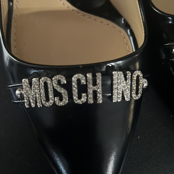 Moschino Black pump heels with Crystal name plate - Picture 3 of 7